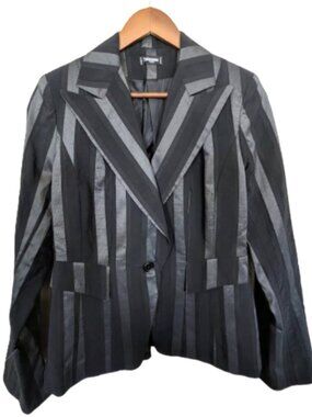 Vintage Sinequanone Paris Black Geometric Stripe Blazer Tailored Jacket FR 42